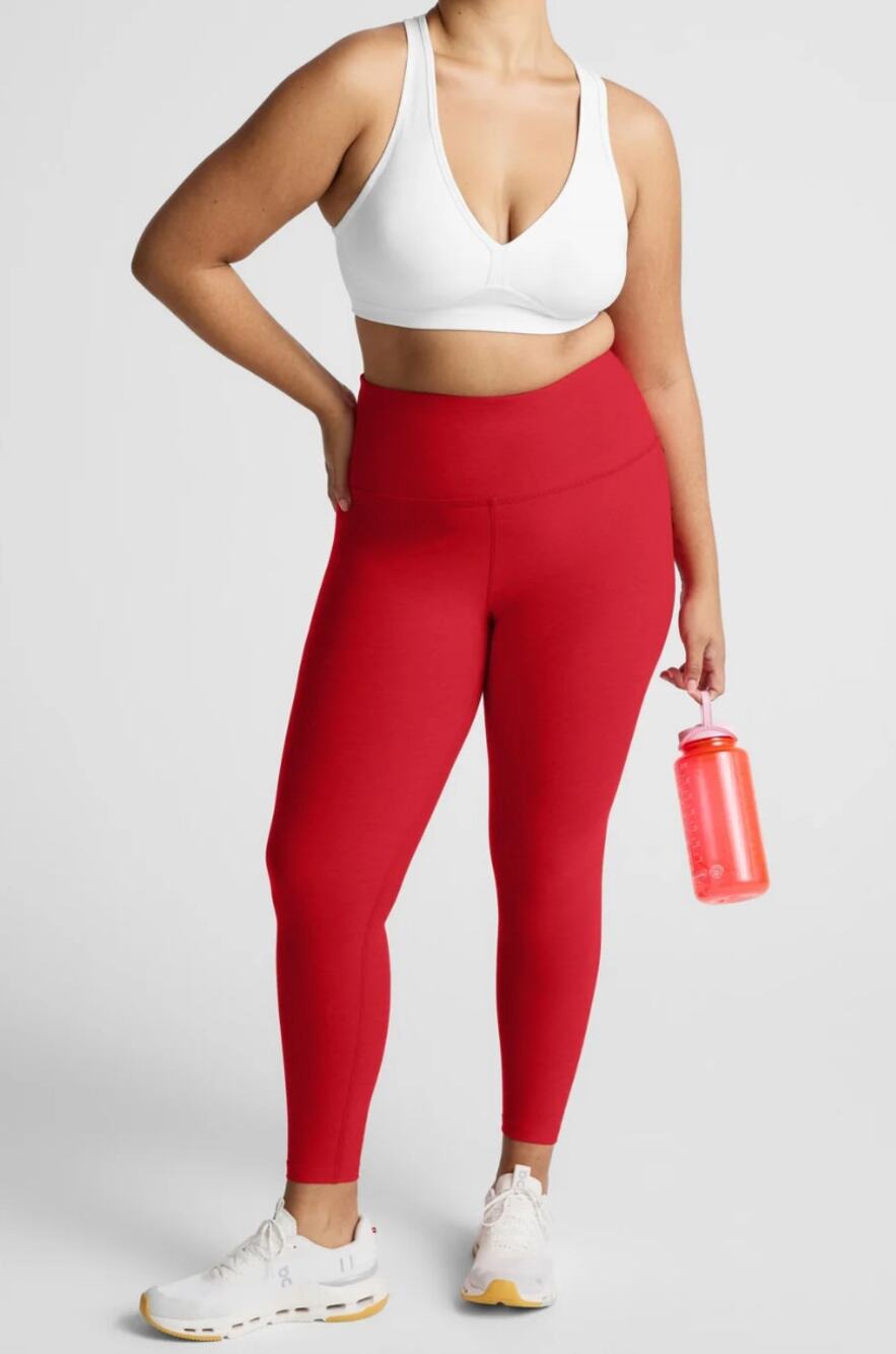 Beyond Yoga Spacedye Caught In The Midi High Waisted Red Leggings Size XL